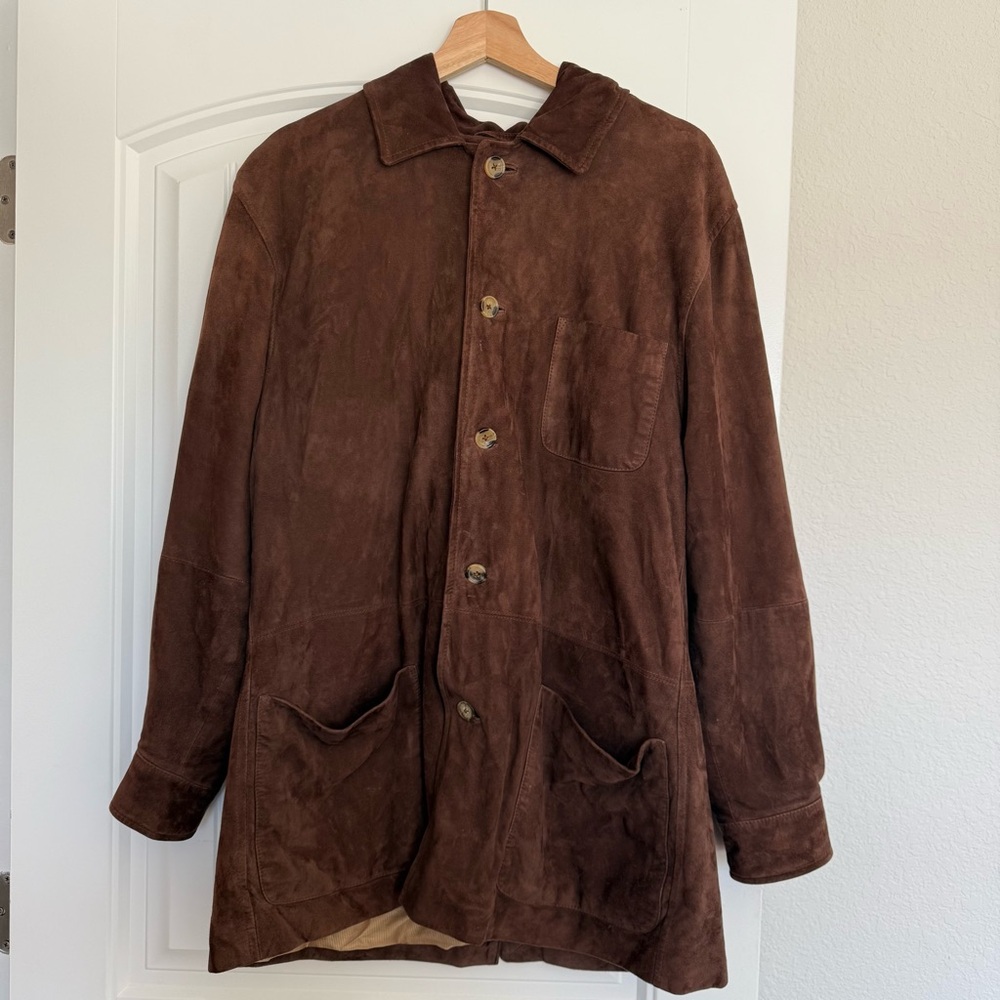 Peter Millar 100% Genuine Suede Leather Shirt Jacket - Rich‎ Brown Men’s
